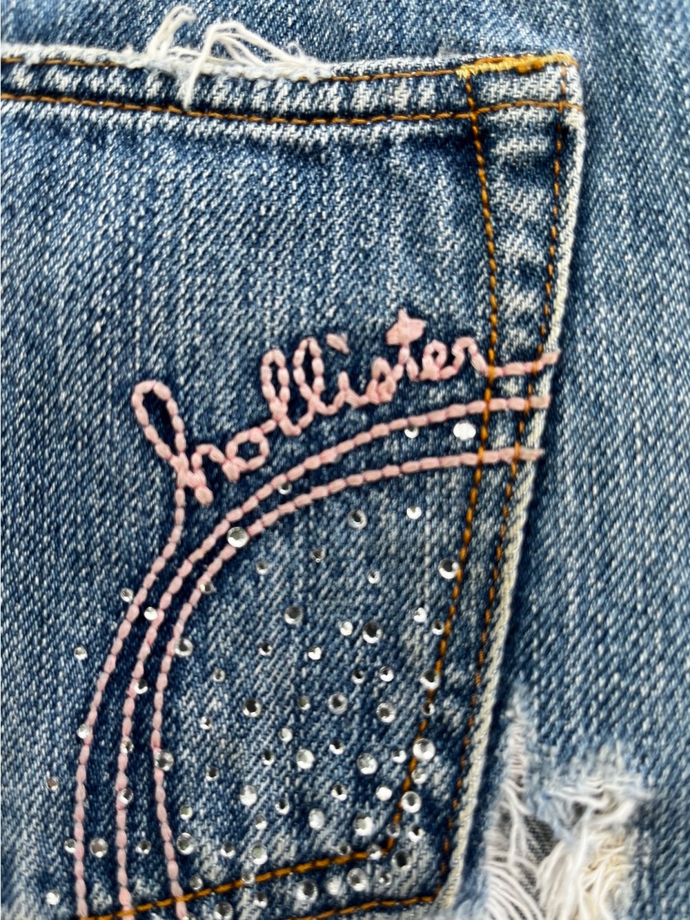 Hollister ladies Light Blue Embroidered Denim micro mini skirt